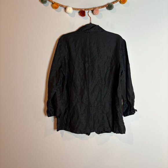 Eileen Fisher black linen blend oversized button down tunic top - Picture 5 of 5